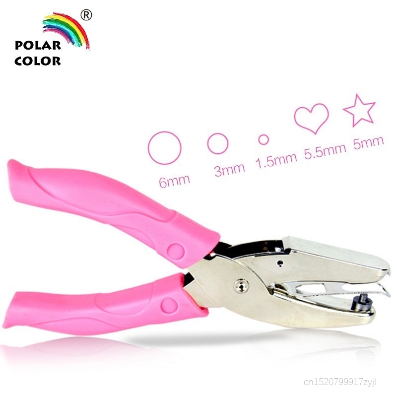 design creativo rosa perforatore a foro singolo tagliacarte a fogli mobili Multi forma manico morbido perforatore per forniture scolastiche per ufficio