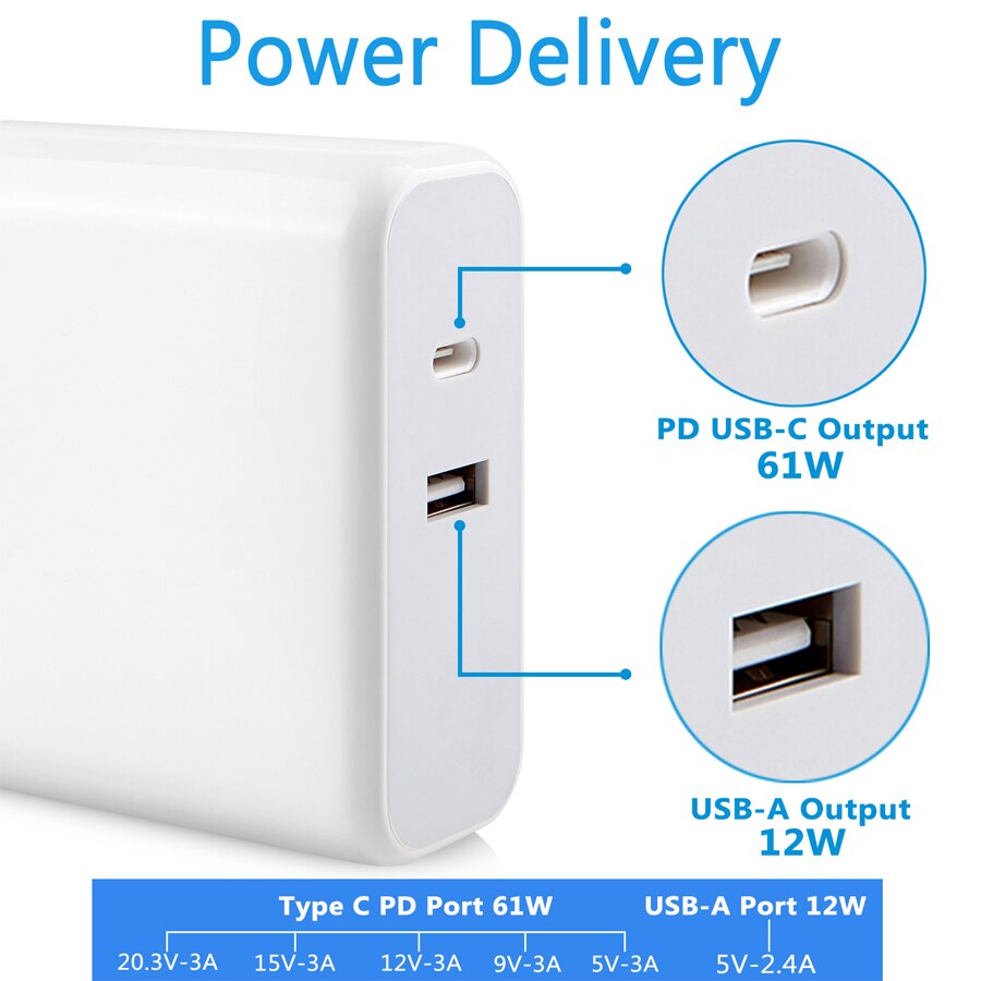 Type  c 73w strømadapter oplader til mac book air magsafe l-tip mac book pro før midt modeller