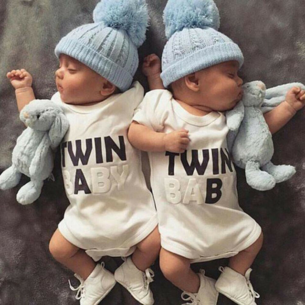 TWIN BABY Letter Pattern bebé niños niñas ropa mono manga corta Playsuit verano trajes traje de sol 0-18M