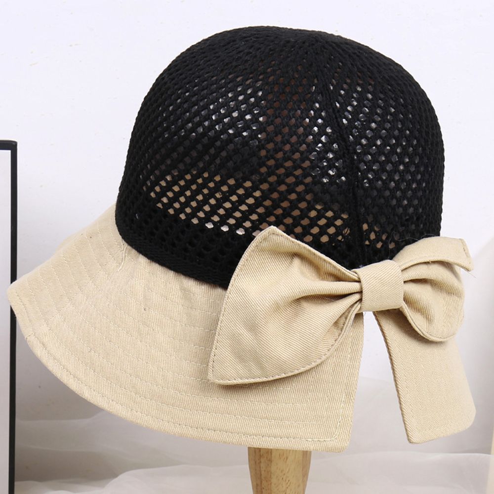 Cappello da spiaggia pieghevole portatile 2021 nuovo cappello da sole a tesa larga Bowknot visiera Casual estiva con cappuccio in paglia per cappello da donna con secchiello: beige(56cm-58cm)