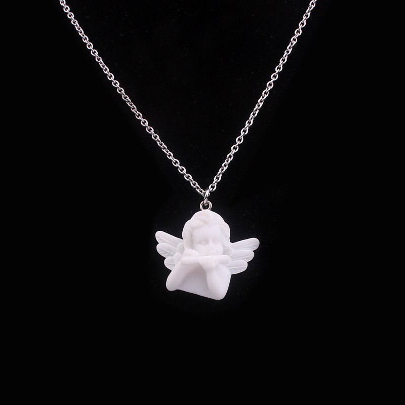 Blanc mignon multicolore cupidon résine gommeux dieu de l'amour collier pour filles femmes enfants d'anniversaire beaux bijoux: 3