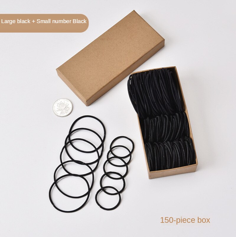 Kinderen Rubber Haarband Niet-Wegwerp Haarband Boxed Baby Kleine Nummer Meisjes Haarband Meisje Haar Accessoires Hoofdtooi: Black 100   Circle Black 50