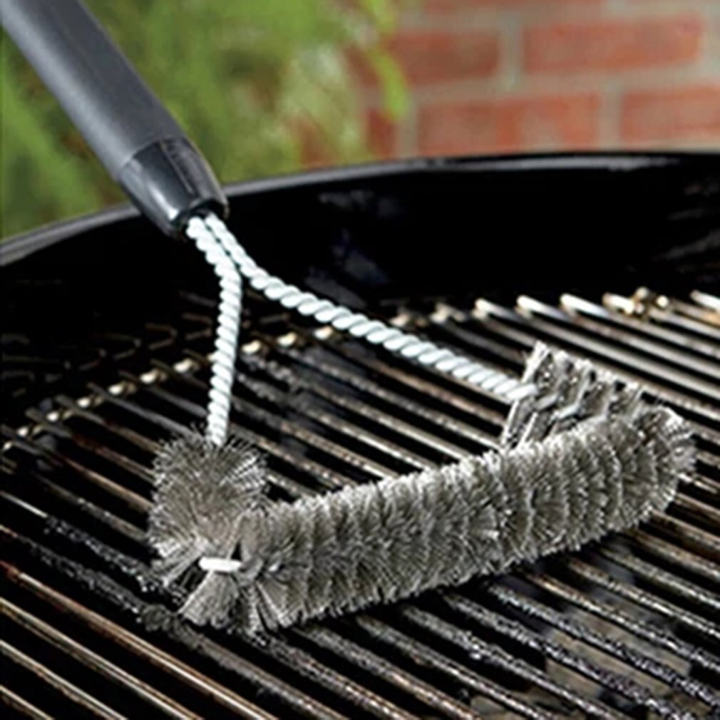 Kitchen BBQ Accessories Grill Cleaning Brush Stainless Steel Barbecue Triangle Clean Bristles Gadgets Stains Grease Cleaner Tool