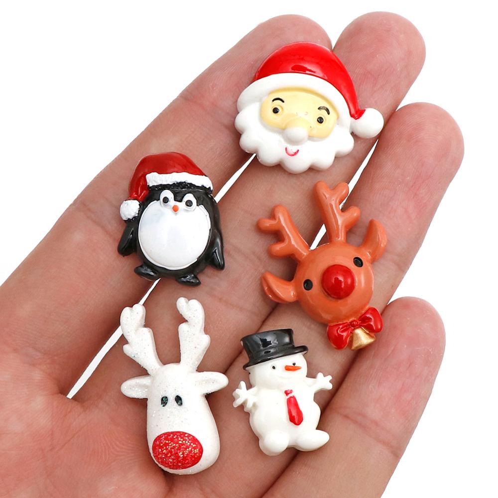 Christmas Snowman Santa Claus Resin Decoration Craft Flatback Cabochon Embellishments For Scrapbooking Diy Accessories