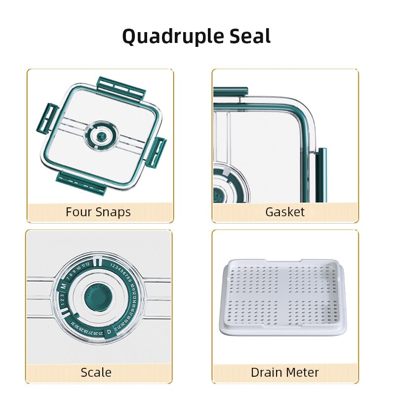 Kitchen Storage Food organizer Container PET Seal Stable Cans For Fridge High-capacity Fresh Eggs Vegetable Fruit Storage Box