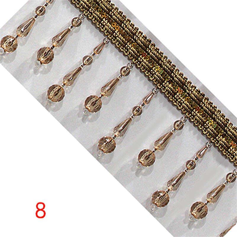 3 Meter Crystal Beaded Curtain Fringe Tassel Trim Upholstery Craft Acrylic Pendant Edge Lampshade Upholstery Trim Decor: 8