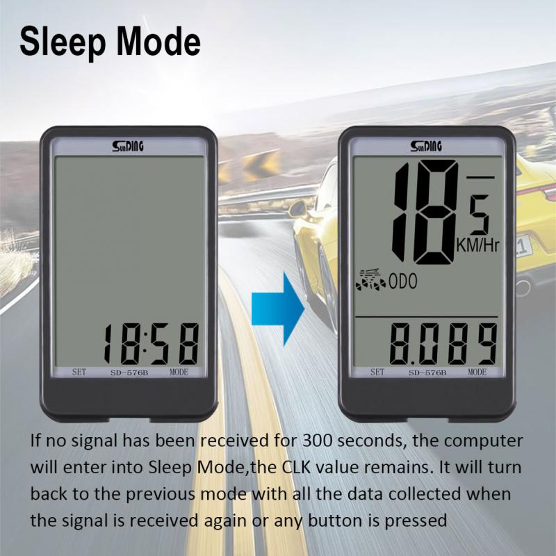 Large Screen Luminous Speedometer Gps Bike Counter 576B SUNDING Bicycle Computer Cable Odometer Stopwatch Bicycle Accessories