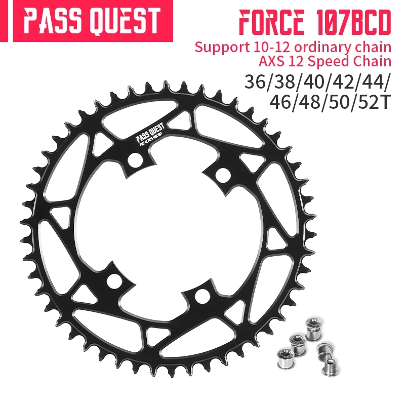 Pass Quest F107BCD Kettingblad 36-52T Ronde/Oval Black Crank Voor Sram Force Crank 12 Speed Axs kettingblad Smalle Brede Kettingblad