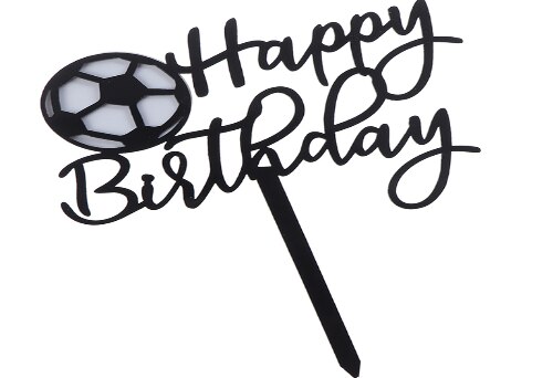 Fodbold akryl kage topper nyhed fodbold tillykke med fødselsdagen kage topper til drenge fødselsdag sportsfest kage dekorationer: 2