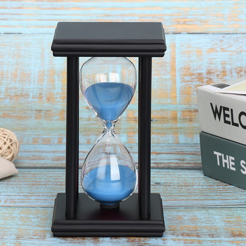 45/60 Minutes Hourglass Sand Timer Kitchen School Modern Wooden Hour Glass Sandglass Sand Clock Tea Timers Home Decoration: Black Blue / 45mins