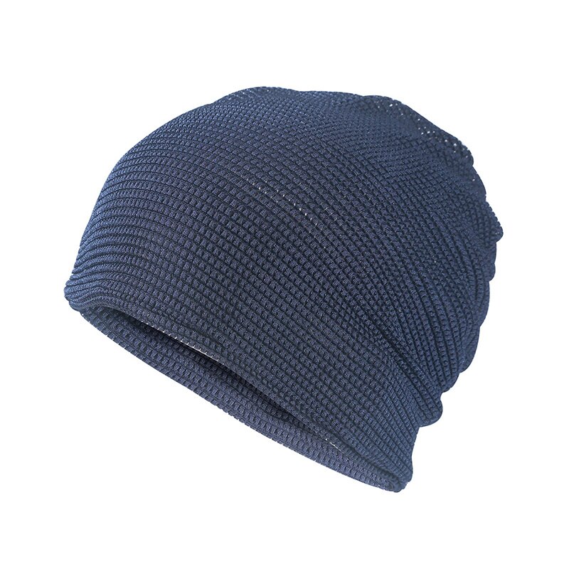 Sommer pustende turban lue kul strømpe hule hatter for kvinner menn skullies beanies panser bagyy cap maske skjerf 2 in 1 hatter: Mørke blå