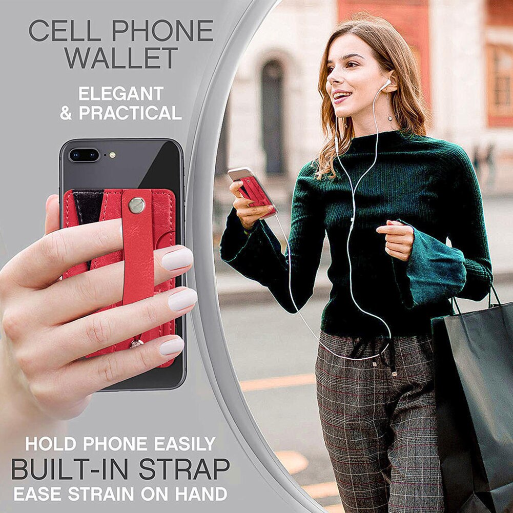 Adhesive PU Leather Card Holder Sticker Back Pocket Phone Wallet Universal Multifunction Pouch Credit Card Slim Portable Compact