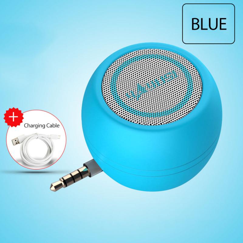 Bedrade Ronde Luidspreker Draagbare Speaker 3.5Mm Audio Jack In-Lijn Bedrade Luidsprekers Usb Opladen Voor Mobiele Telefoons Computers auto 'S: blue