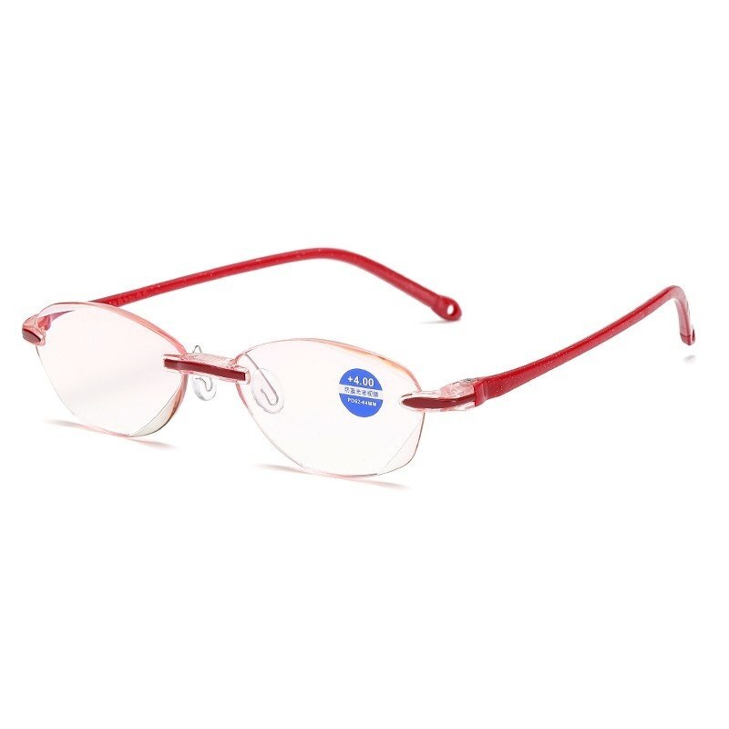 Ultralight Rimless Reading Glasses Clear Lens Unisex Anti-Blu-Ray Radiation Computer Presbyopia Readers Glasses oculos feminino: +200 / Red