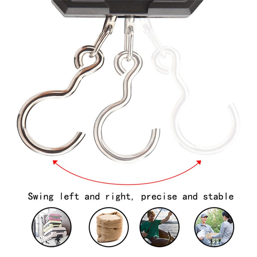 Báscula electrónica de 75Kg/10g, 50Kg/5g, LCD Digital, gancho para colgar pantalla, escala con cinta medidora para viajes de pesca