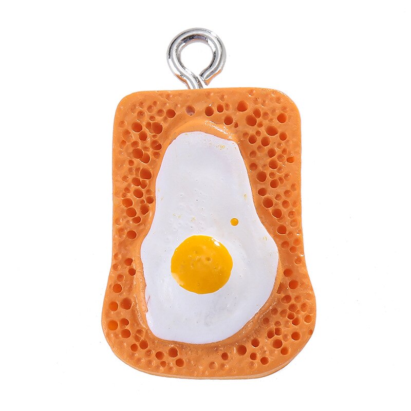 10 sztuk sztuczna żywność żywica Charms chleb ciasto ciasteczka Charms dla bransoletki tworzenia biżuterii Kawaii śliczny wisiorek, breloczek akcesoria: W kolorze jasnożółtym, złotym