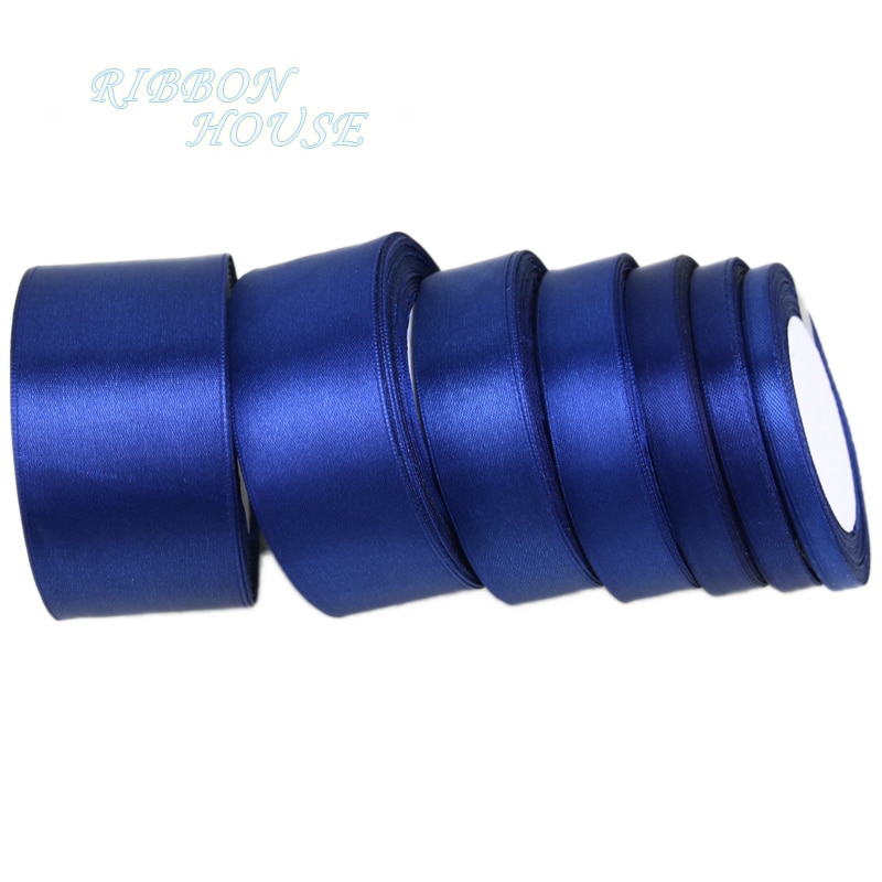 (25 yards/roll) Deep Blue Single Face Satin Ribbon Wrapping Christmas ribbons