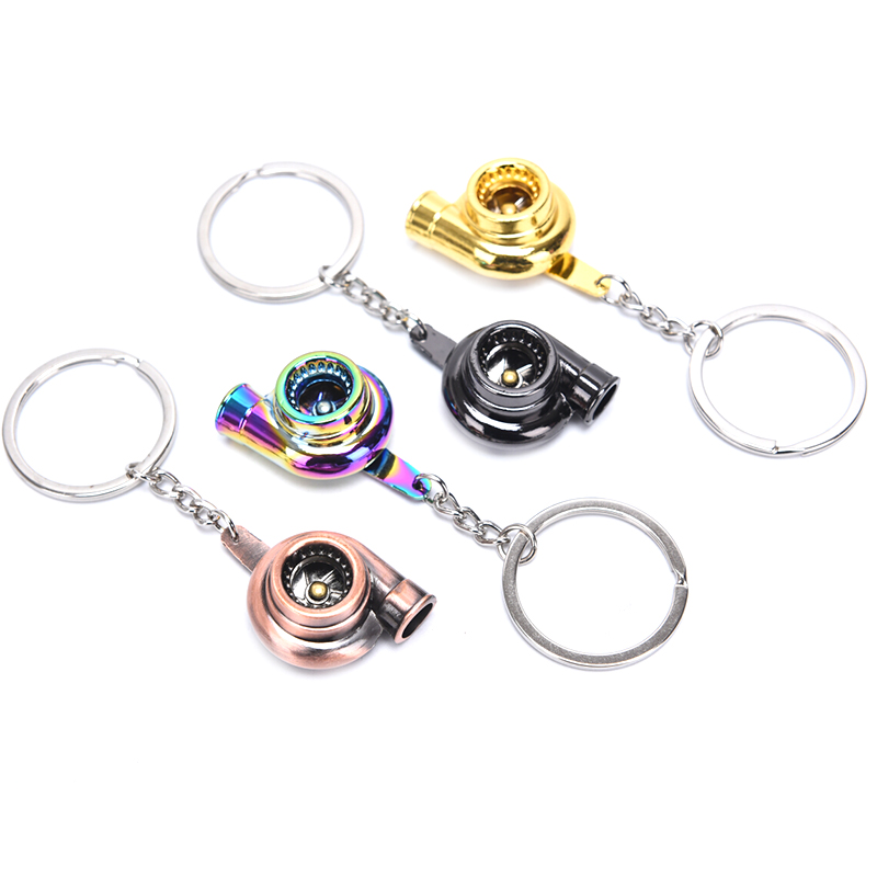 Special Metal Auto Part Turbo Chain Model Key Chains Turbine Turbocharger Blower Key Ring