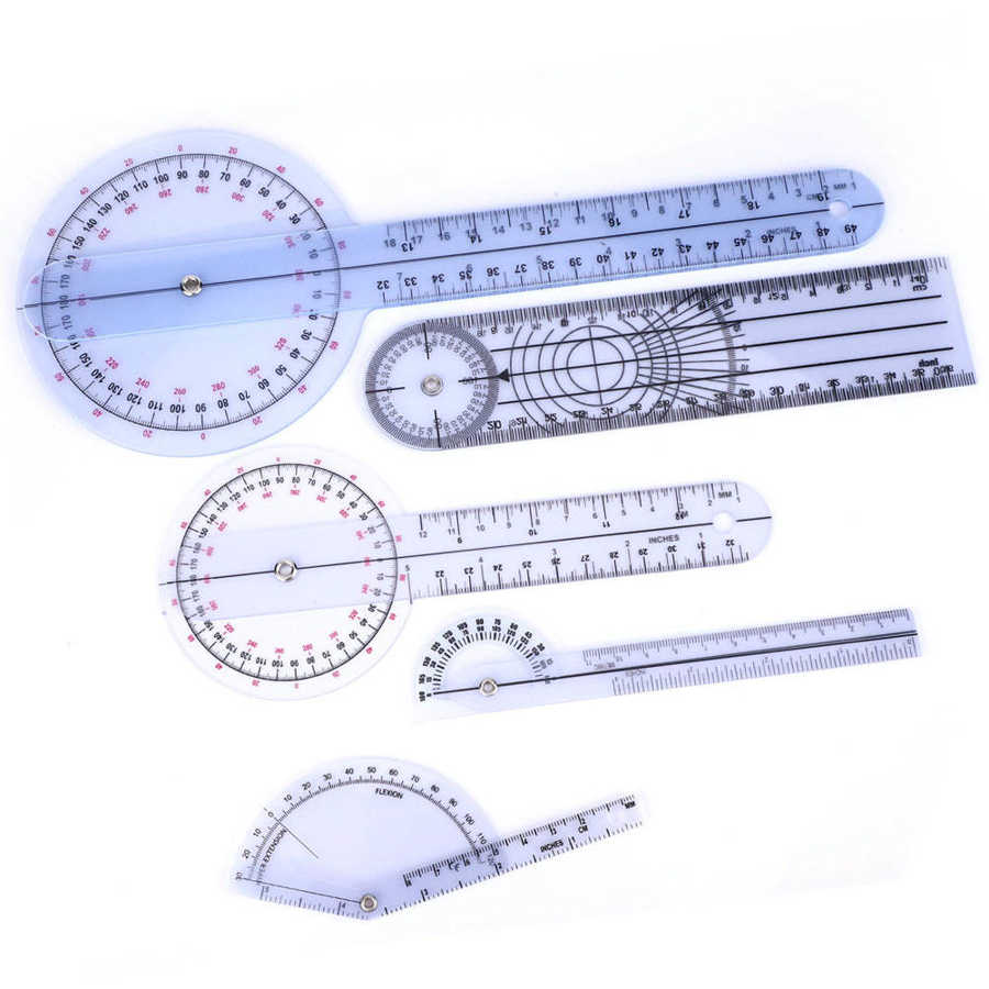 5Pcs 6/8/10inch 360 Degree Protractor Angle Ruler Spinal Goniometer G/