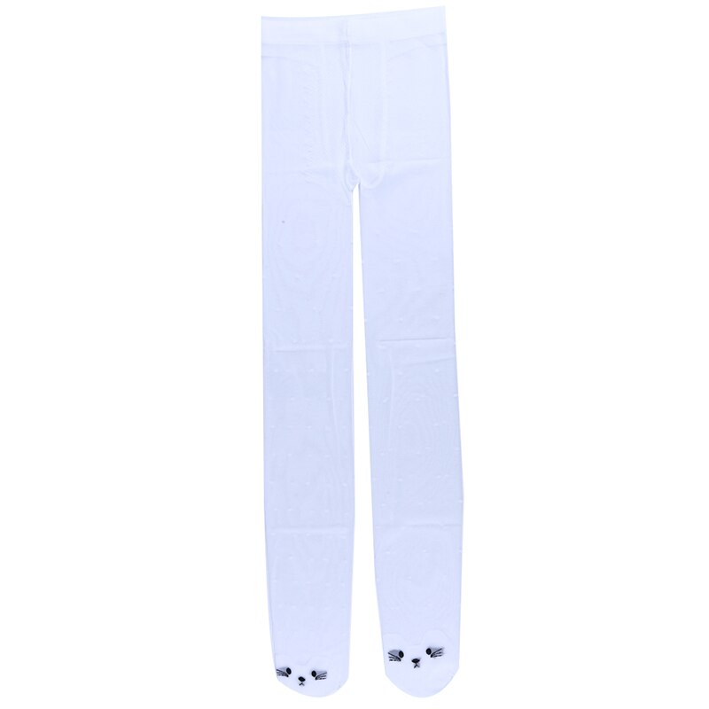 Zomer dunne meisjes panty's cartoon kat voor meisjes wit zwarte meisjes dans kousen panty's kleding accessoires: Wit / Soklengte 77cm
