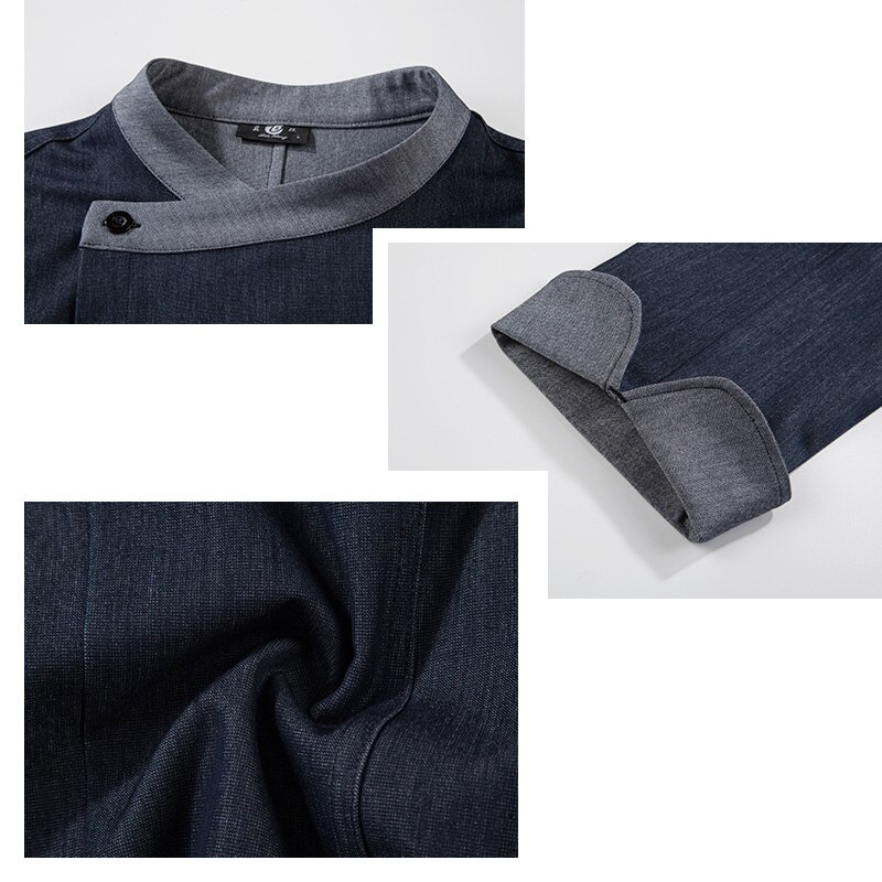 WELIVENICE Chef Uniformen Mannen Vrouwen Restaurant Hotel BBQ Eten Diensten Koken Kleding Wit Grijs Blauw