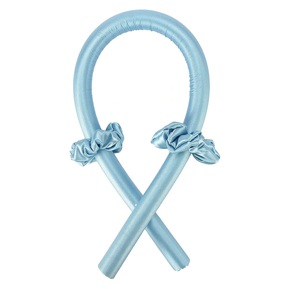 Bigoudis avec ruban pour cheveux doux, sans chaleur, serre-tête, outil de coiffure: Blue no Clip