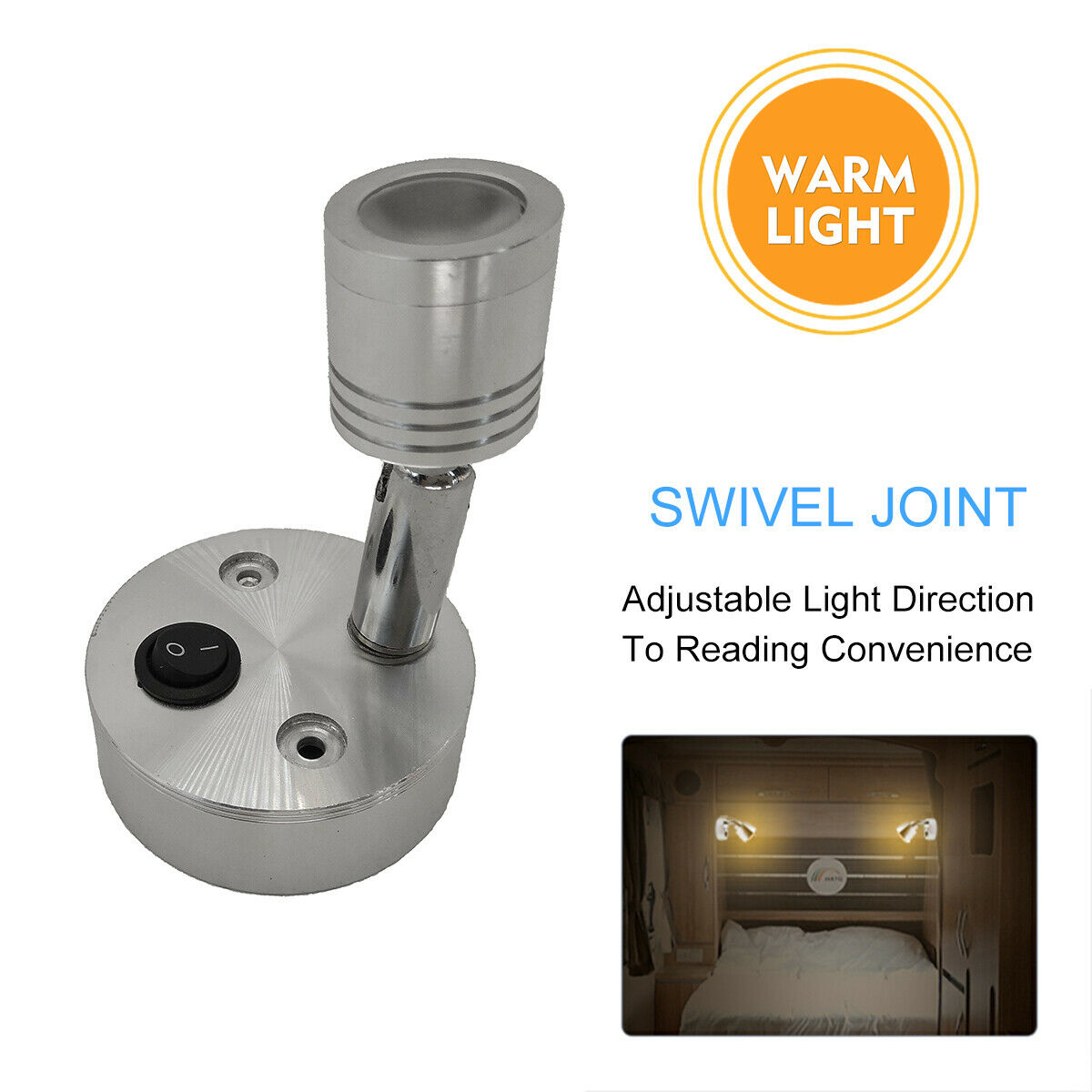 12V 1W portato RV Luce di Lettura Bianco Caldo Lampada Da Letto 100LM ah PORTATO Sul Tetto Lampada Da Parete Della Luce per caravan camper Rimorchio RV camper Camion