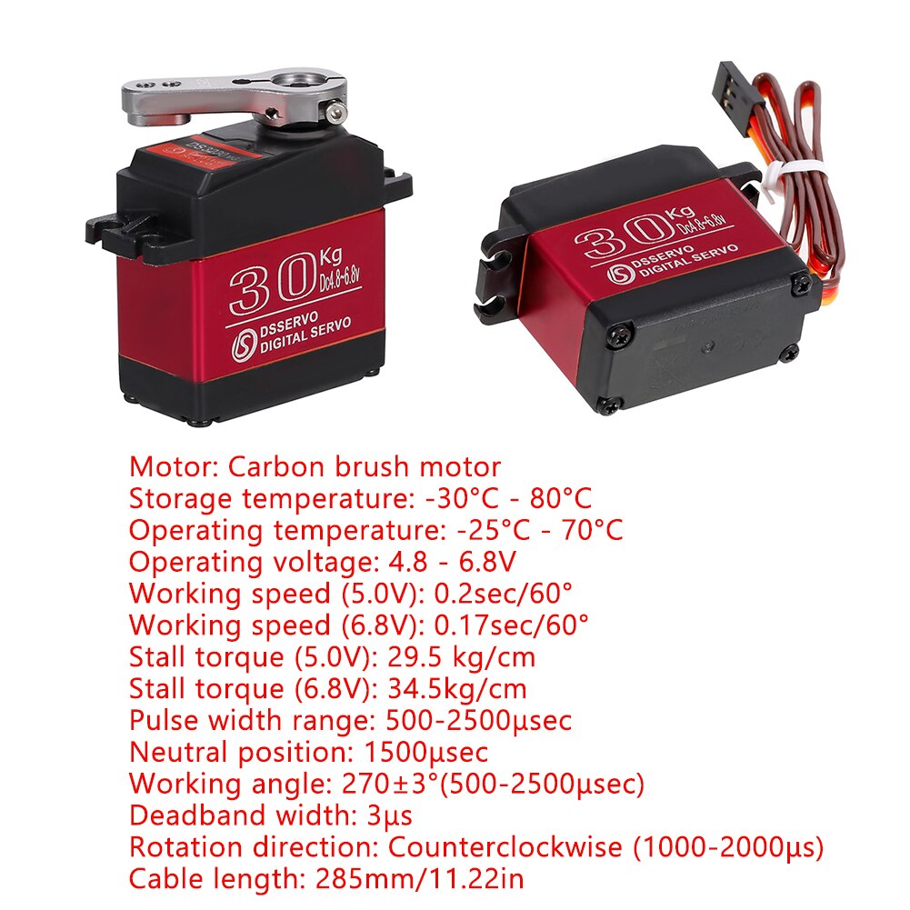 DS3230 30Kg Digitale Servo IP66 Waterdichte 25T Servo Arm Rvs Gear Stuurservo 270 Operating Graden Voor 1/12 Rc Auto