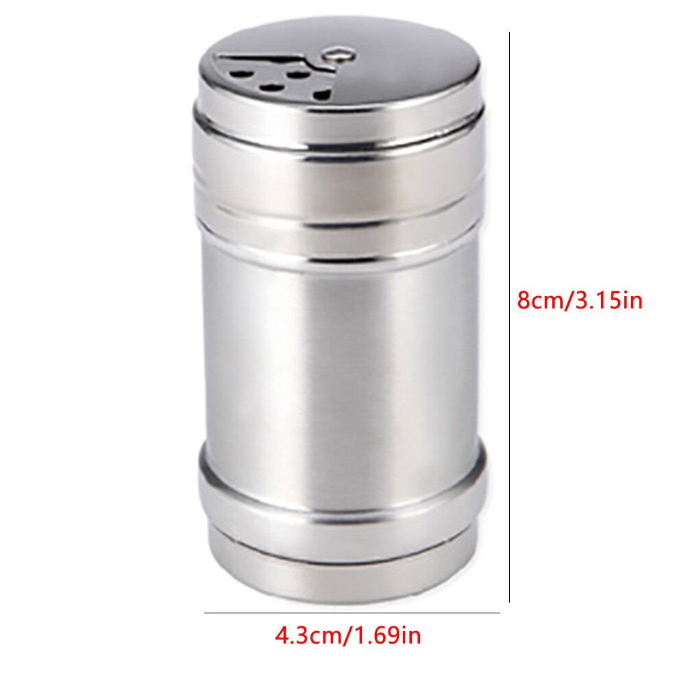 Rotating Lids Spice Dispenser Stainless Steel Spice Shaker Multi Function Cooking BBQ Pepper Salt Jar