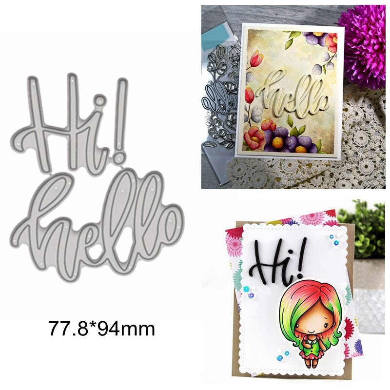 Hi! Hello Letter Words Alphabet Greetings Metal Cutting Dies Template Scrapbook Craft Embossing Paper Die Cut Cards Making