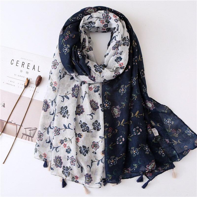 VISROVER-Long foulard en Viscose Shaw | Longue écharpe, imprimé Tropical, pour robe de plage, écharpe d'été pour femmes,