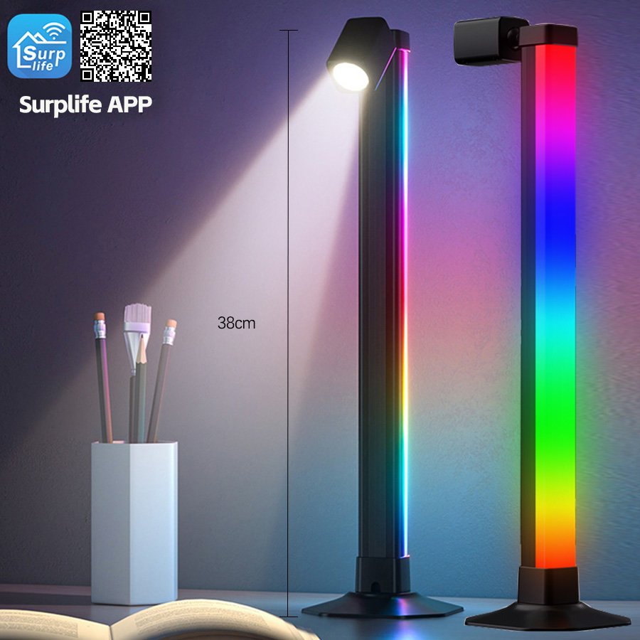 Lampa biurkowa Bluetooth RGB robić nauki/czytania/pracy/gier Bluetooth nastrojowe oświetlenie lampki nocne ochrona oczu światło bar: czarny