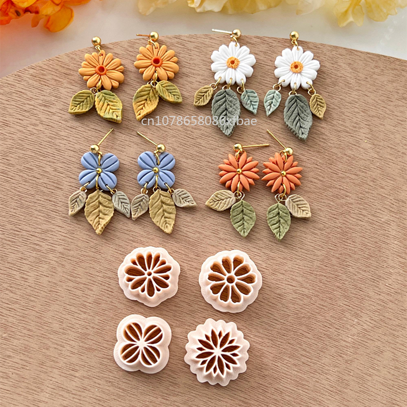 Nuevos cortadores de arcilla polimérica con forma de flor de primavera, arcilla colgante con forma Floral, pendientes DIY, joyería, fabricación de colgantes, herramientas de arcilla de cerámica