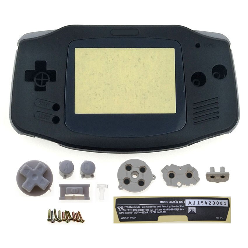 JCD-carcasa de plástico para consola GBA, Kit de botones, etiqueta para lente de pantalla, para Gameboy Advance, 1 ud.