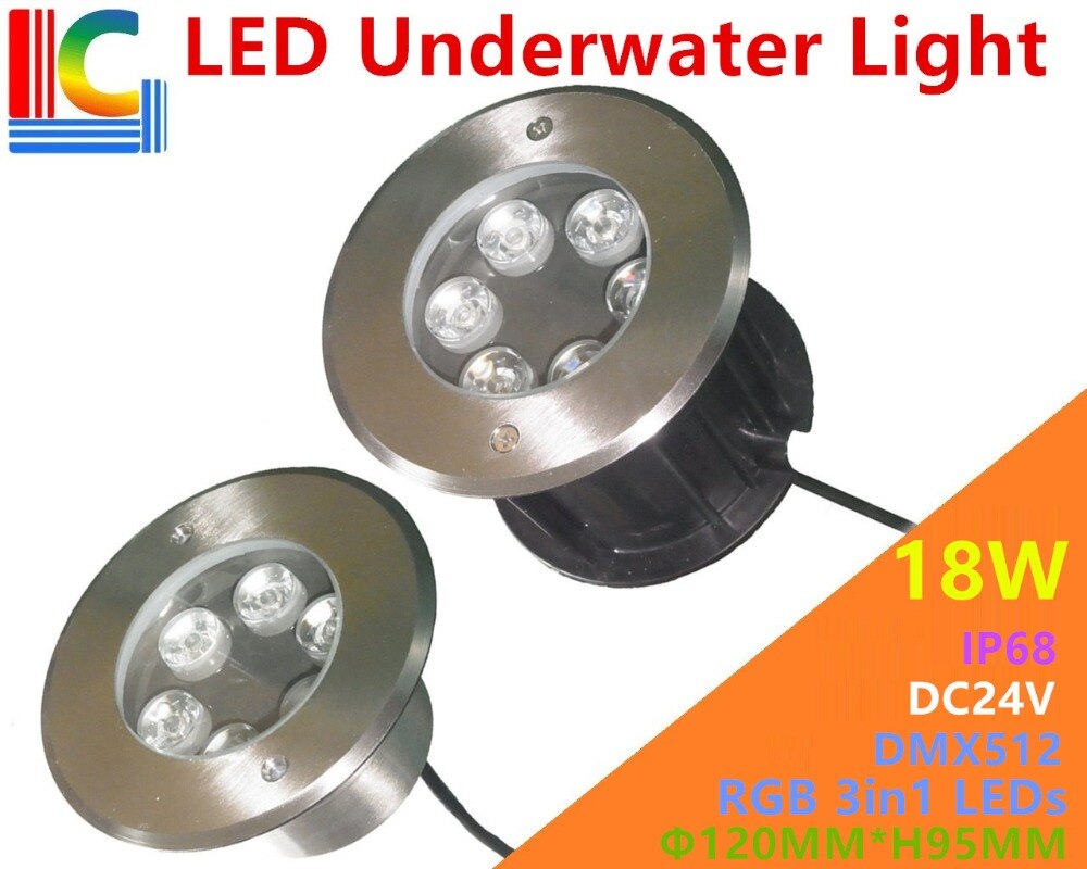 18W Led Onderwater Licht DMX512 Controle Rgb 3in1 Kleurverandering Waterdichte IP68 Zwembad Lichten DC24V Fontein Lamp