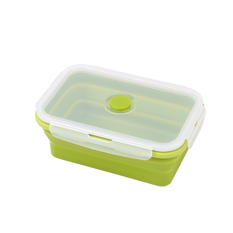Draagbare Siliconen Lunchbox Inklapbare Intrekbare Voor Opslag Servies Verwarmd Voedsel Container Vouwen Kinderen Bento Lunchbox: Groen / 500ml