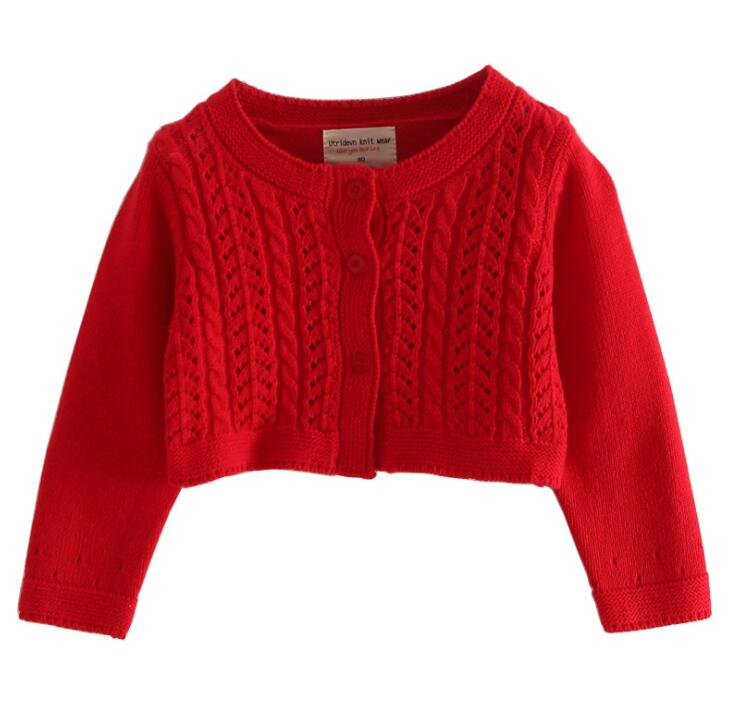 Girls Knit Cardigan Short Jacket Europe America Hollow Children's Sweater Shawl Spanish Sweater Coat　Girls Princess Jacket: Red / 3T