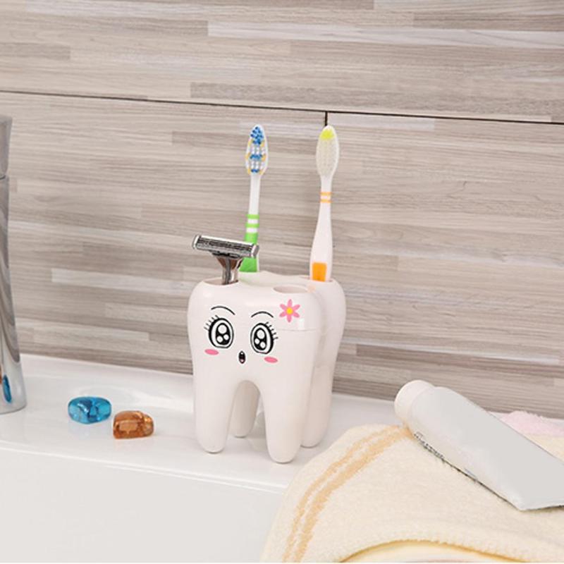 Cartoon Tanden Vorm 4 Gaten Tandenborstelhouder Stand Brush Rack Tandenborstel Plank Scheren Scheermes Opslag Houder voor Badkamer