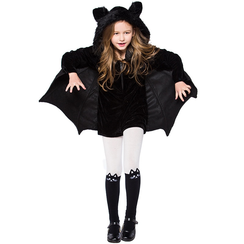 Umorden Carnevale di Halloween Bambini Bambini Costumi da vampiro pipistrello nero per Ragazzo Ragazza Adolescente Breve Fantasia Infantil Costume Cosplay