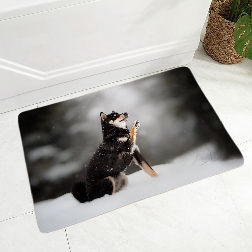 Soft Flannel Doormat Decor Siberian Husky Dog Door Mat Non-Slip Hallway Pet Animal Carpet Rug for Dining Room Bedroom Floor Mat: 18
