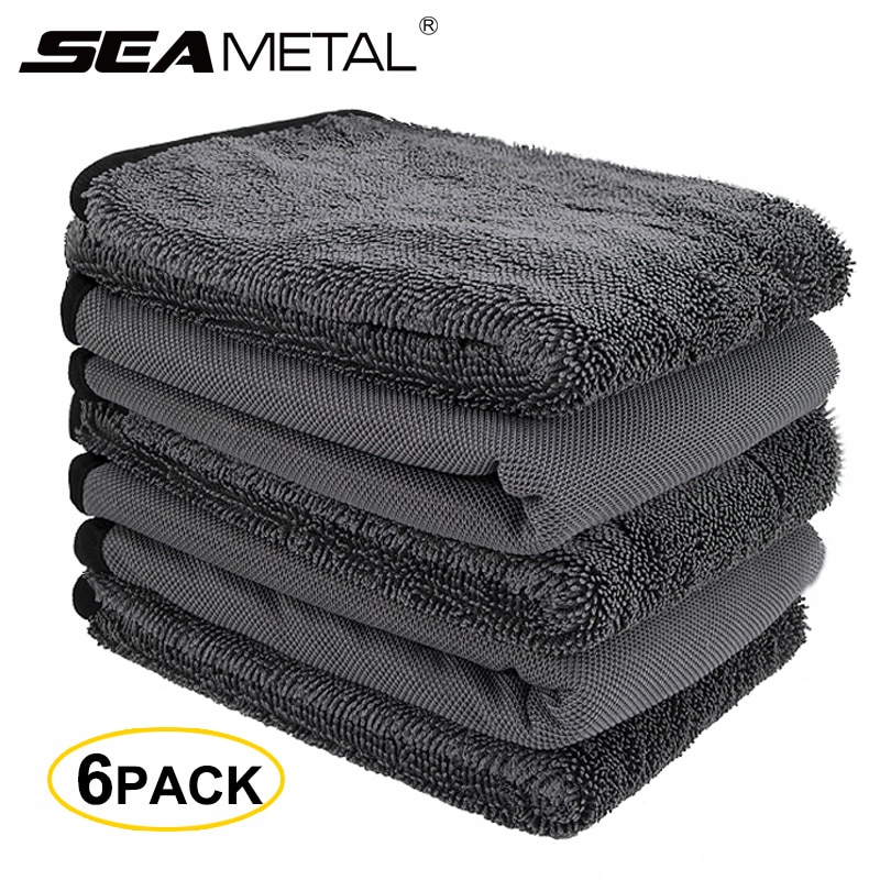 6pcs Microfiber Towels Car Washing Towel Microfiber 600GSM Auto Extra Soft Rag Car Care Cleaning Drying Cloth Grade