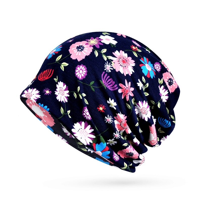 Mutsen Cap Sjaal Bloemen Zonnescherm Ademend Elastisch Katoen Hoed Halswarmer Outdoor Reizen Hoofddeksels: Royal Blue