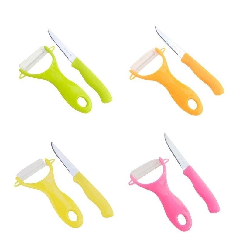2 st /set skalare mycket vass kök keramisk frukt kniv skalare frukt