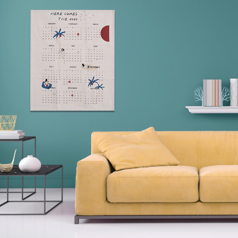 År bomull klut vegg henger kalender daglig planlegger klut trykt kalender hjemmekontor dekor