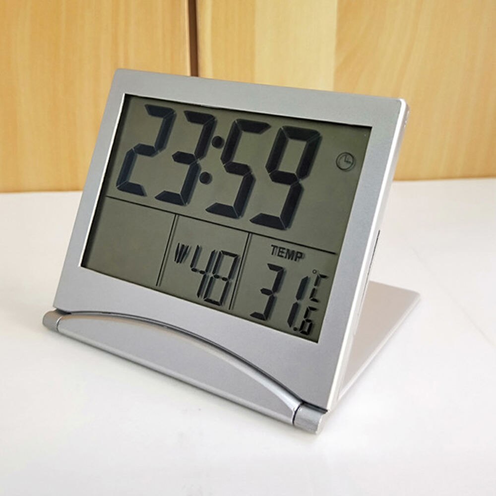 LED Digital Electronic Clock Folding Travel Alarm Clock With Flip Countdown Desktop Calendar Table Clock