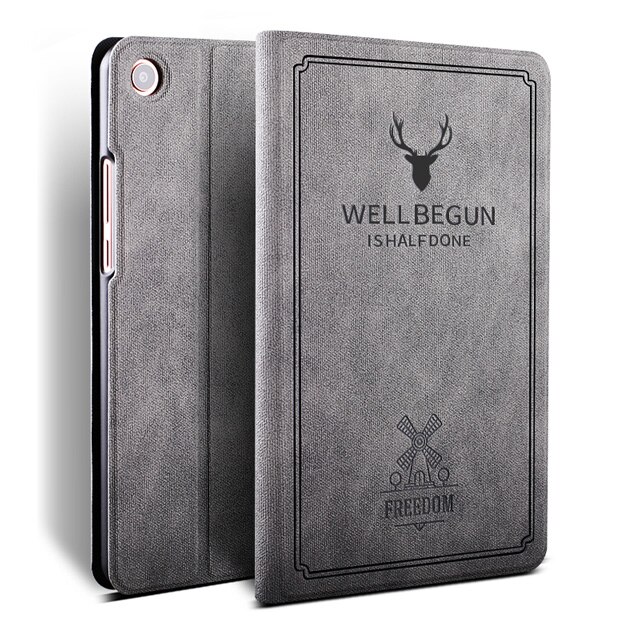 Para Xiaomi Mi Pad 4 8,0 Tablet Funda Ultra ajustado Retro plegable Flip Stand de cuero de la PU cubierta inteligente para Xiaomi MiPad 4 8: Gray