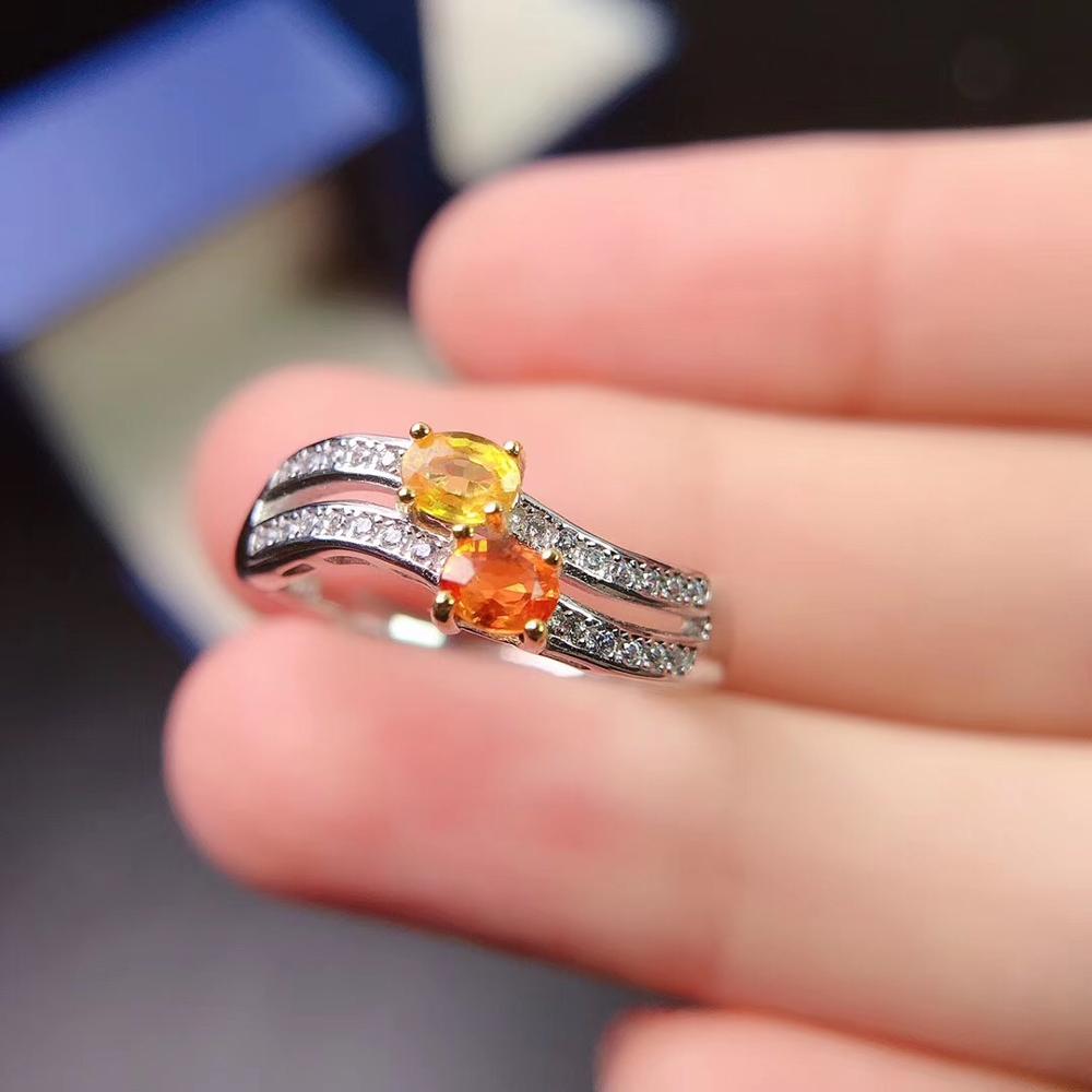 Natuurlijke Kleur Sapphire Ring 925 Zilver Vrouwen Ring Eenvoudige Sfeer En Lange Vloeiende Stijl