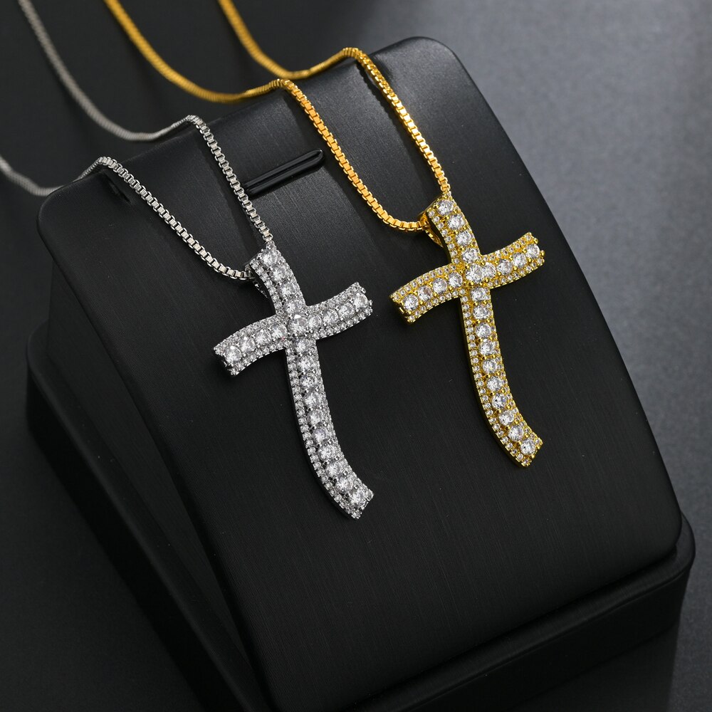 White Cubic Zircon Pendant Luxury Cross for Women Jewelry Wedding Engagement Pendant