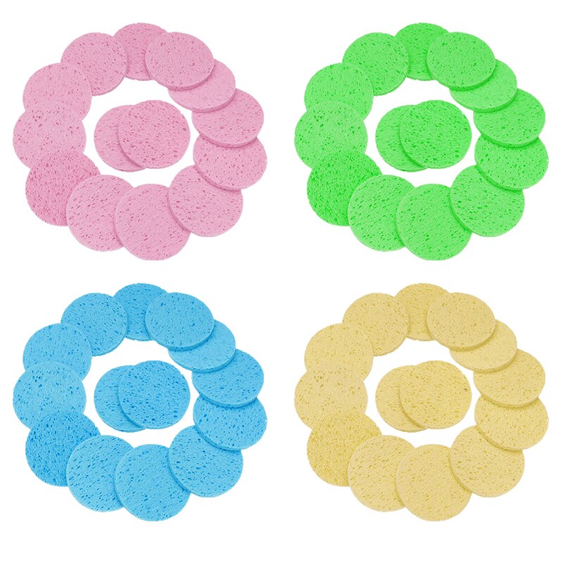 50PCS Natural Wood Makeup Sponge Cellulose Compress Cosmetic Puff Facial Washing Sponge Face Care Cleansing Makeup Tool Remover