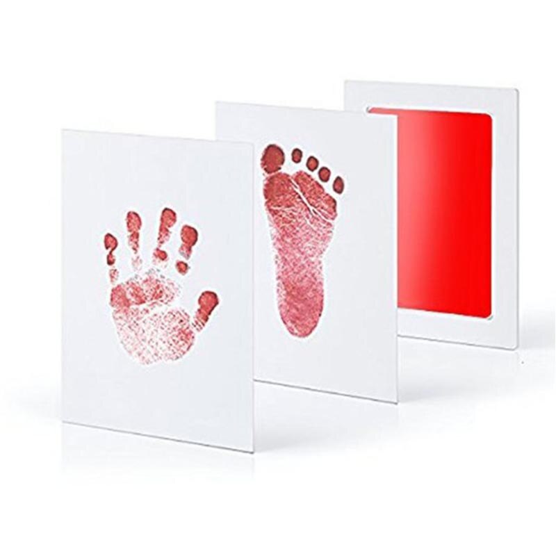 Pasgeboren Baby Handafdruk Footprint Opdruk Kit Baby Souvenirs Casting Pasgeboren Voetafdruk Stempelkussen Baby Klei Speelgoed Baby Cadeau: red